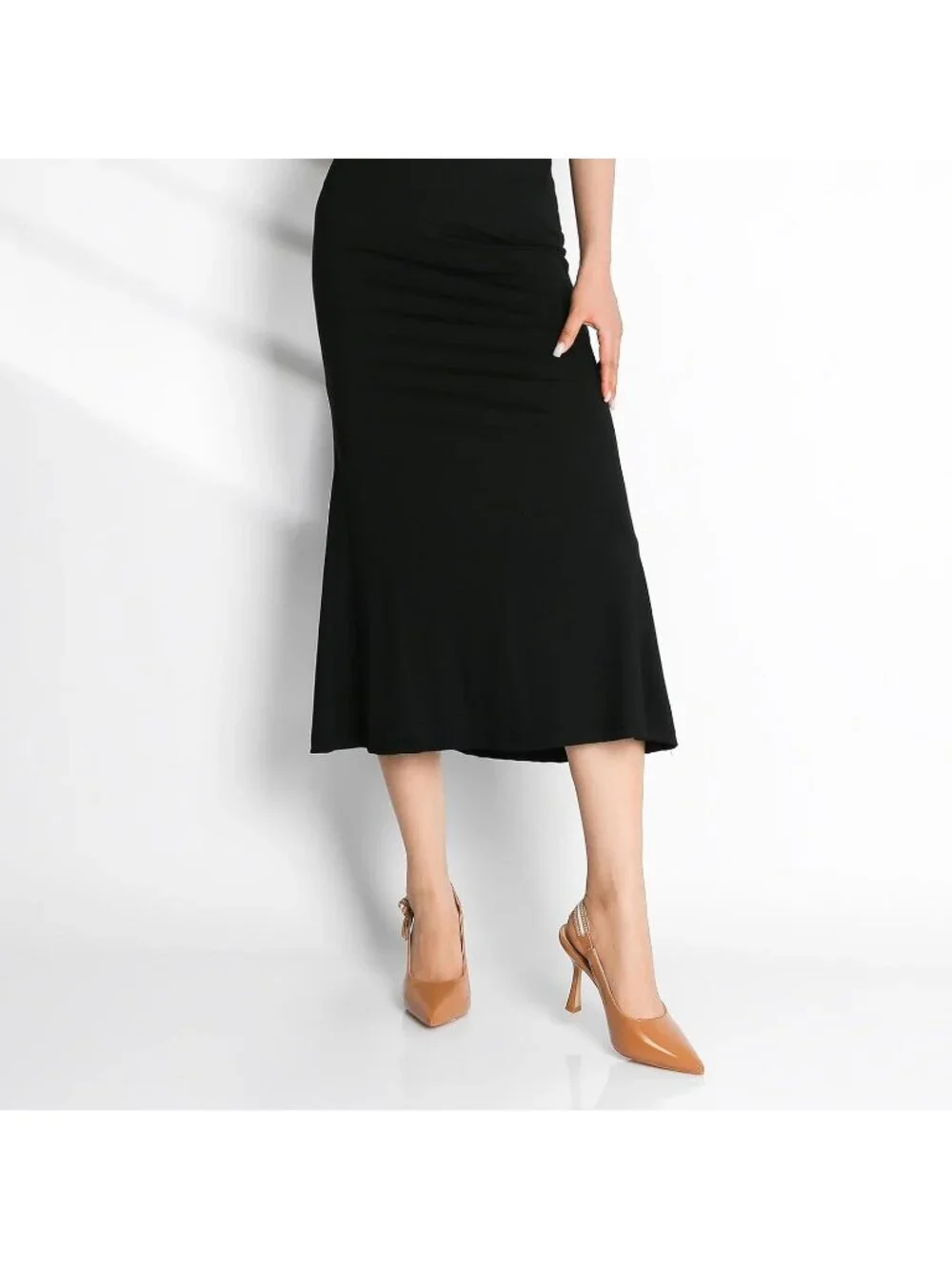 Women's Nude Rubber Pointed Closed Toe Buckle Strappy Comfort Slingback Heels - Picture 2 of 6